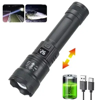 Torche LED Ultra Puissante 1.6Mlm - Rechargeable USB