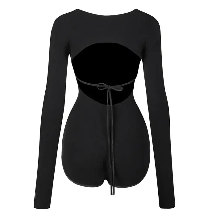 Image de Robe de Danse Latine Noire pour Filles - Dos Nu & Élégante