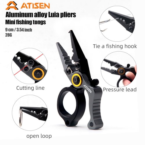 Immagine di Pinze da Pesca in Alluminio Booms Fishing X1 per Acqua Salata - Kit Completo con Lenza Intrecciata e Multiutensile per Rimozione Amo