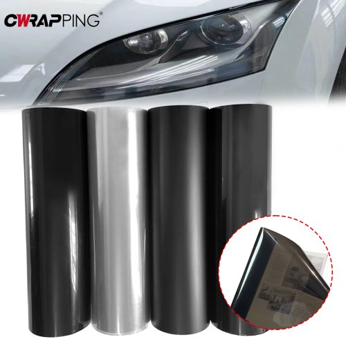 Imagen de Película de Vinilo Tinte Negro para Faros y Luces Traseras de Coche - Pegatina Autoadhesiva Impermeable con Ajuste Automático para Decoración de Luces Antiniebla y Accesorios de Automóvil