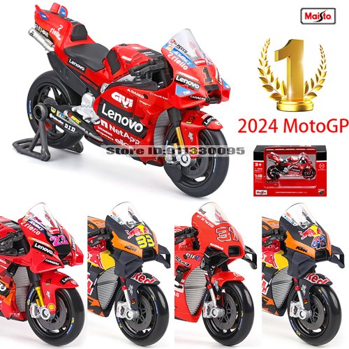 Afbeelding van Ducati Lenovo Team MotoGP Motorfiets Model 1:18 - Bagnaia Champion 2024 - Gietijzeren Legering Collectie Speelgoed voor Motorliefhebbers