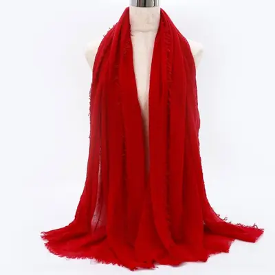 Image de Écharpe Hijab Coton Froissé - Style Turban & Châle Uni