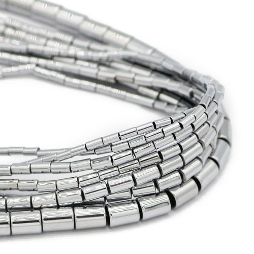Bild von Natürliche Silberfarbene Runde Hämatit-Zylinder Spacer Perlen – Lose Perlen für DIY-Schmuck, Armbänder und Ketten in 4mm, 5mm, 6mm, 8mm