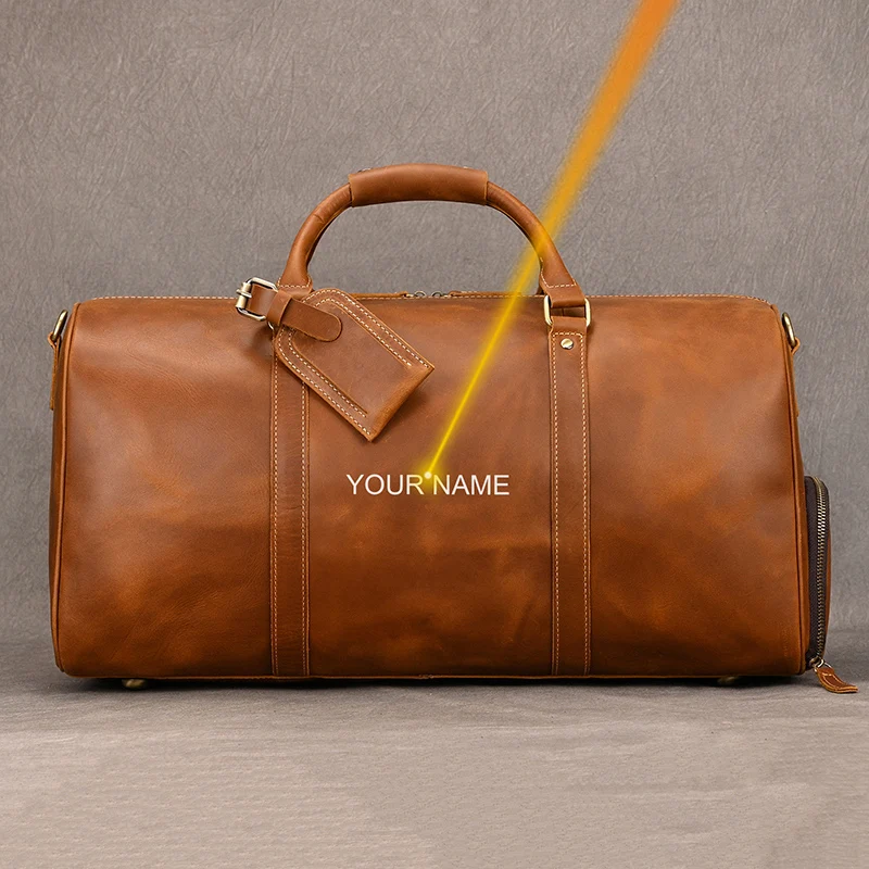 Image de Sac de Voyage en Cuir Véritable Personnalisable pour Hommes