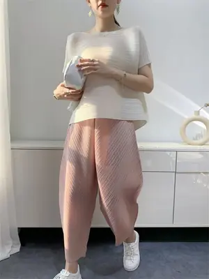 Image de Pantalon Plissé Large Femme - Style Streetwear 2022