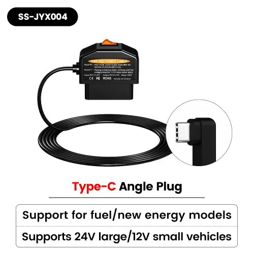 Image de Câble OBD 24h pour Dash Cam - Type C Mini Angle Droit