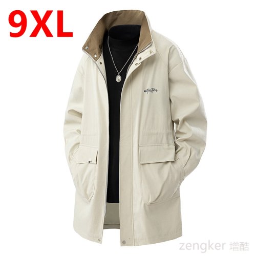Image of Men's Extra Large Trench Coat – Oversized Spring and Autumn Casual Long Jacket for Plus Size Wearers, Available in Sizes 7XL, 8XL, 9XL