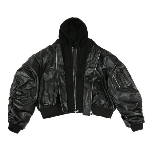 Immagine di Giacca in Pelle Oversize Marrone per Uomo con Cappuccio Falso – Stile Autunno-Inverno, Calda e Comoda, Design Europeo Moderno