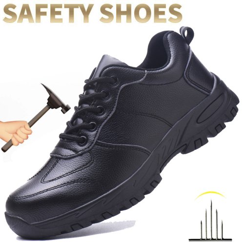 Imagen de Zapatos de Seguridad Transpirables para Hombre con Punta de Acero, Botas de Trabajo en Cuero Antigolpes y a Prueba de Pinchazos, Calzado Protector Indestructible