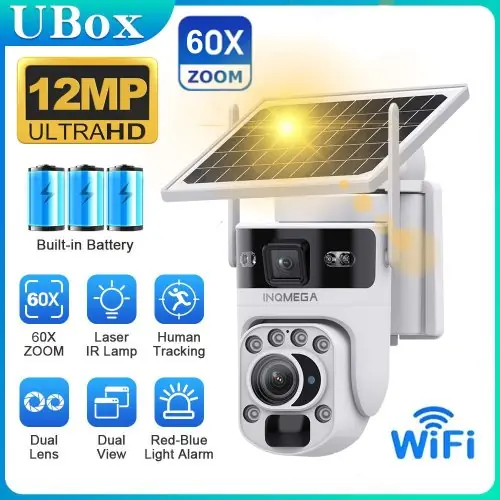 Image de Caméra solaire 4G WiFi 12MP, vision nocturne couleur, détection humaine