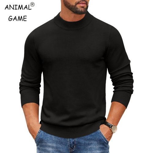 Bild von Herren Rollkragenpullover aus hochwertigem Strickmaterial – lässiger, warmer und schmal geschnittener Thermo-Pullover im Streetwear-Stil