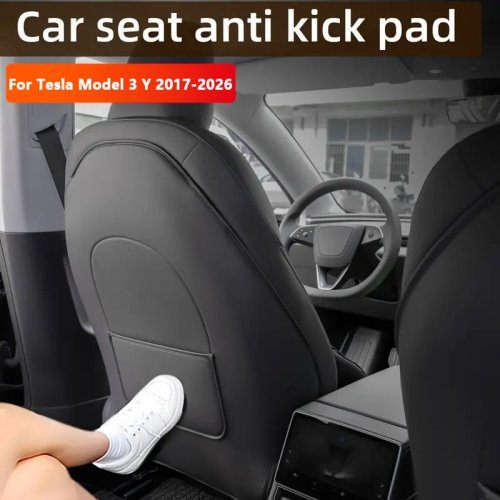 Zdjęcie Mata ochronna na oparcie fotela samochodowego do Tesla Model 3 / Y Pełne siedzenie Anti Kick Pad Skórzane maty ochronne zapobiegające zarysowaniom Akcesoria samochodowe