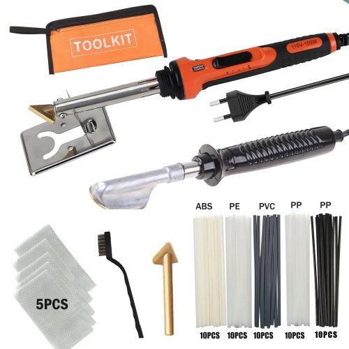 Image of Car Bumper Repair Soldering Iron Plastic Welding Kit Leather Ironing Tool Smoothing Tool Belt PP Stick Plastic Repair 110/220V