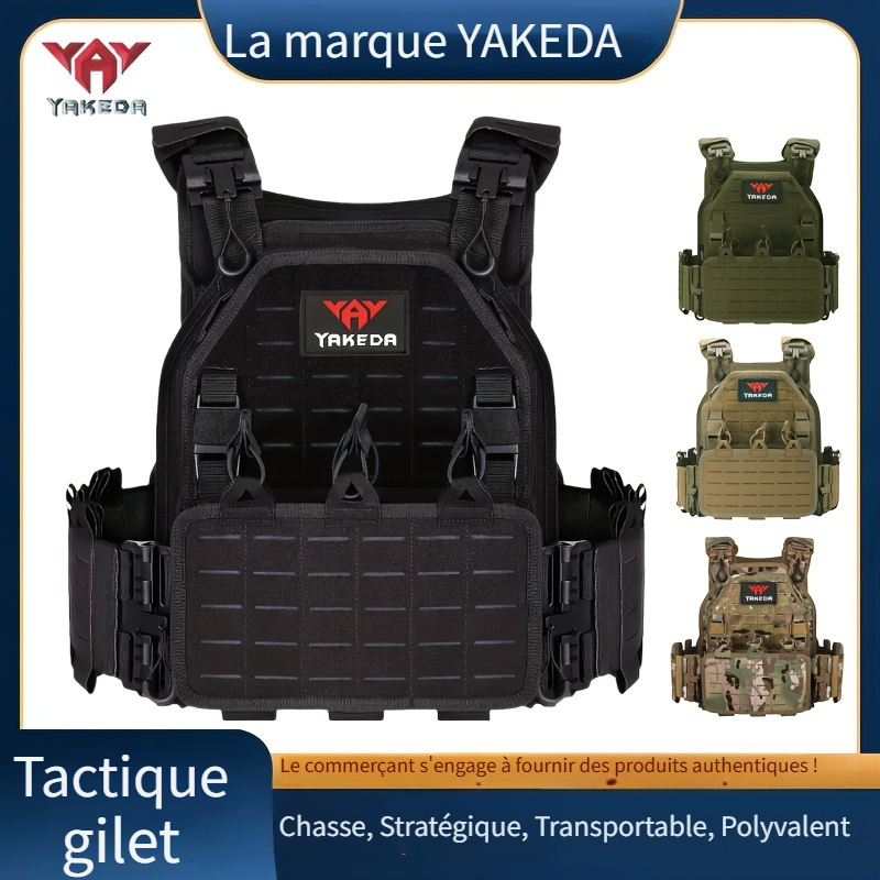Bild von YAKEDA Taktische Weste 6094, schnell abnehmbare, leichte, lasergeschnittene Outdoor-Jagd-Weste mit schwarzen Ausrüstung und hoher Qualität