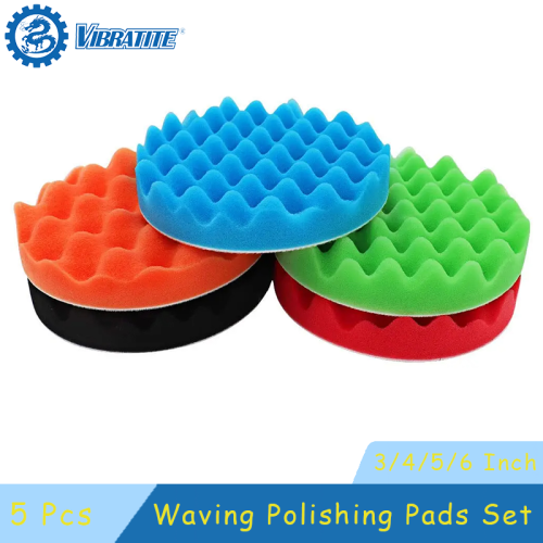 Afbeelding van 5-delige zwaaien polijstset van 3, 4, 5 en 6 inch - Professionele buffing spons pads voor auto polijstmachines, geschikt voor schuren, waxen en glanspolijsten