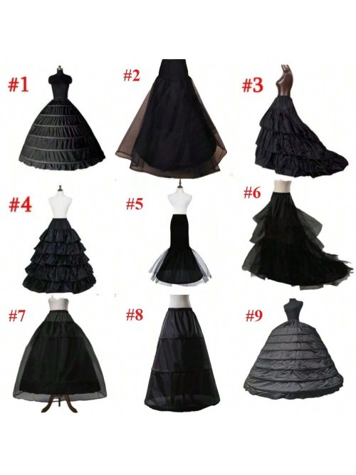 Bild von Schwarzer langer Petticoat mit Hoop – Eleganter Krinolinen-Unterrock für Ballkleider und Hochzeitsoutfits