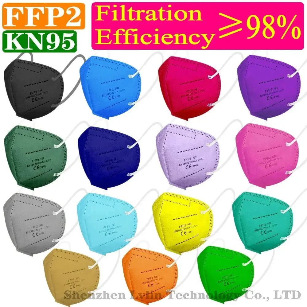 Afbeelding van FFP2 Kn95 Masker - 15 Kleuren, 5 Lagen Bescherming