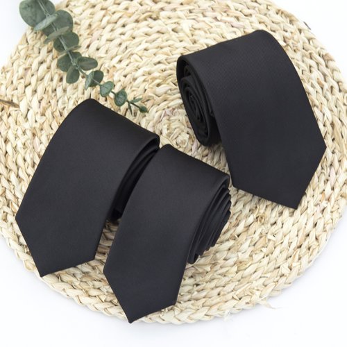 Image of Elegant Classic Black Ties for Men and Women – Premium Quality Solid Neckties for Weddings, Parties, Business, and Casual Wear
