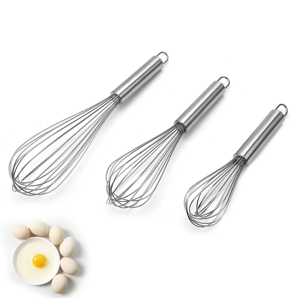 Image of Premium Stainless Steel Balloon Whisk Set – 6, 8, 10, 12 Inch Manual Egg Beater for Mixing, Whipping Cream, Butter & Baking