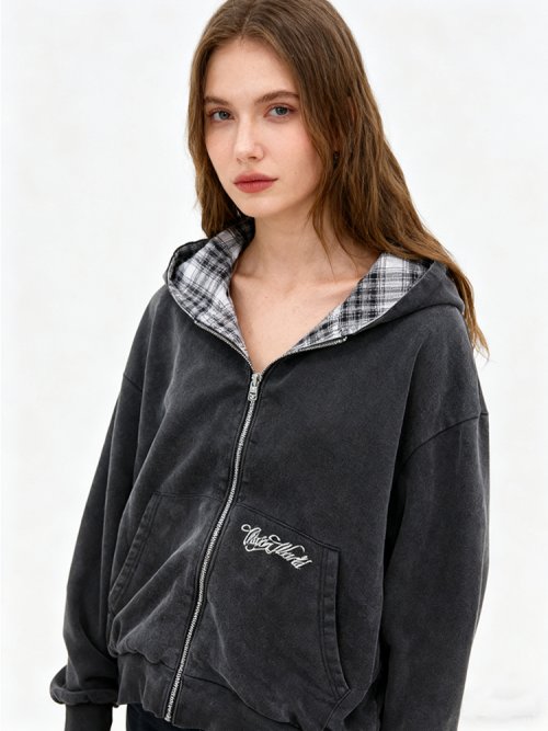 Immagine di Autunno donna gotico Harajuku ins street ricamo cerniera moda cardigan con cappuccio felpa strada retrò punk top Y2k abbigliamento