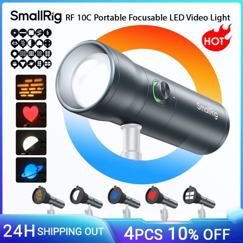 Immagine di Torcia fotografica LED SmallRig RF 10C RGB 7500mAh Luce ambientale di riempimento a 4 colori con 20 filtri luminosi modellati, luce video 4634