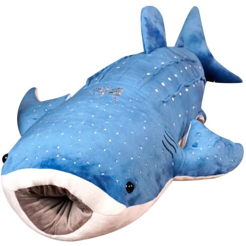 Immagine di Peluche Squalo Blu Gigante 50-100 cm - Morbido Giocattolo Animato da Abbracciare per Bambini, Cuscino Animale Ideale come Regalo di Compleanno