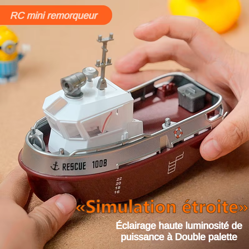Immagine di ZWN 1/32 RC Barca Con Luci Potente Doppio Motore 2.4G A Lungo Raggio Senza Fili Telecomandato Tugboa...