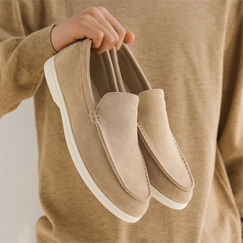 Imagen de Mocasines Informales de Piel de Ante para Hombre, Zapatos Clásicos de Estilo Británico, Modelo Ligero y Suave sin Cordones, Ideales para Conducir
