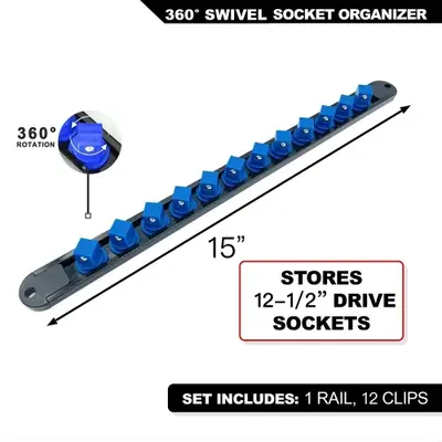 Organisateur de Douilles Pivotant 360° - Bleu & Rouge