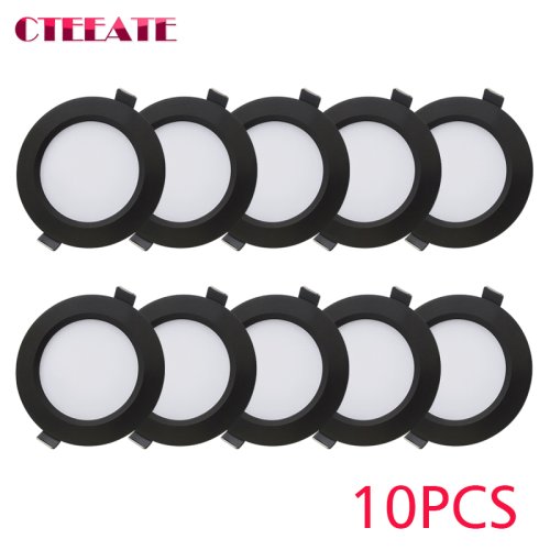 Afbeelding van 10 stuks LED inbouwspot waterdicht zwart behuizing IP65, 5W tot 18W, koud wit, warm wit en natuurlijk wit, 220-230V, binnenverlichting voor keuken, badkamer en woonkamer