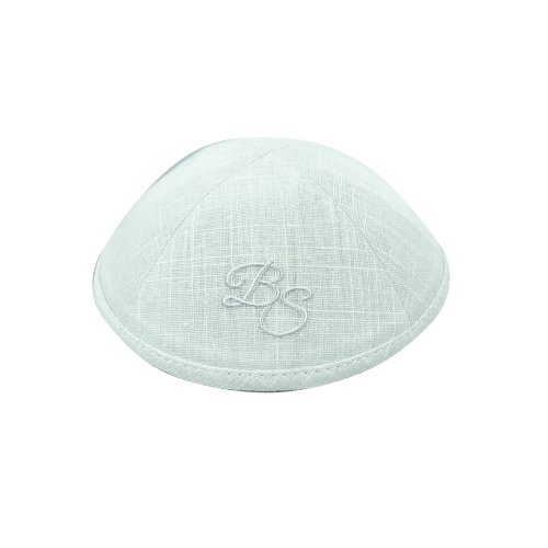 Immagine di Kippot Personalizzati in Lino Bianco con Ricamo Elegante – Moda Musulmana Naturale e Raffinata
