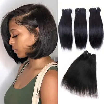 Image de Extensions de Cheveux Brésiliens Courts & Droits - Naturel et Économique