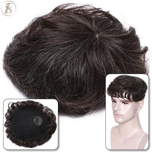 Afbeelding van Mannelijke Clip-In Pruik van Echt Haar - 16x19 cm
