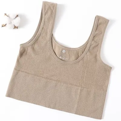 Image de Débardeur Côtelé Sans Couture Femme - Élastique & Confortable