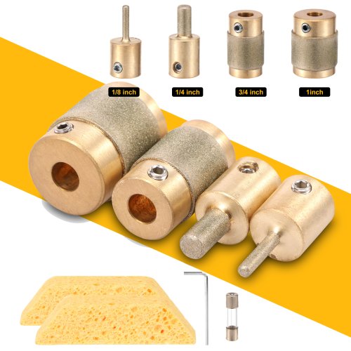 Afbeelding van Diamant Slijpbits Set voor Glas en Keramiek - 4 Maten met Messing Kern, Gebrandschilderde Slijpbits voor Precisiebewerking