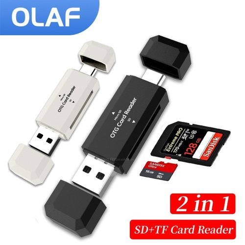 Imagen de Lector de tarjetas SD TF tipo C 2 en 1 lector de tarjetas USB 2,0 para PC accesorios para portátiles lector de tarjetas de memoria inteligente de alta velocidad adaptador de tarjeta SD