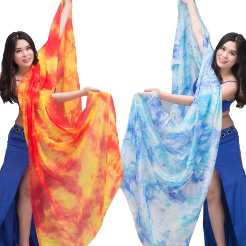 Imagen de Nuevo 100% velos de seda ligera danza del vientre bufanda lanzada a mano chal velo de seda 200cm 250cm 270cm niños adultos puesta en escena 13 colores