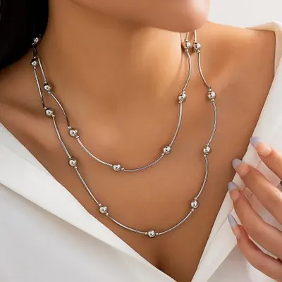 Image de Collier Perles Boules & Cœur Tendance 2024