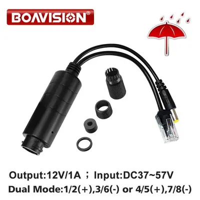 Image de Injecteur PoE 48V vers 12V Étanche - Alimentation IP Caméra jusqu'à 100m