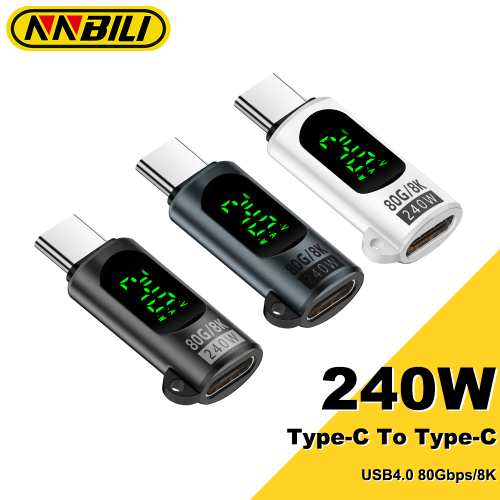 Adattatore USB-C da 240 W Tipo C a USB-C 4.0 con Connettore OTG, Trasferimento Dati a 80 Gbps, Supporto Display Digitale per iPhone, MacBook Pro, Air e Samsung