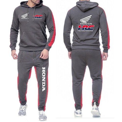 Imagen de Conjunto Deportivo Honda Racing para Hombre - Sudadera con Capucha y Pantalones de Chándal, Traje Informal Cómodo para Correr, Diseño en Color Sólido, Estilo Moderno y Funcional
