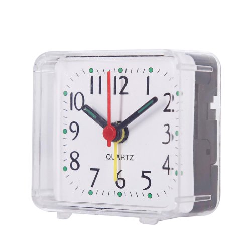 Imagen de Reloj Despertador Pequeño de Cuarzo con Batería, Diseño Cuadrado en Color Caramelo, Ideal para Dormitorios Estudiantes con Sonido de Pitido Suave
