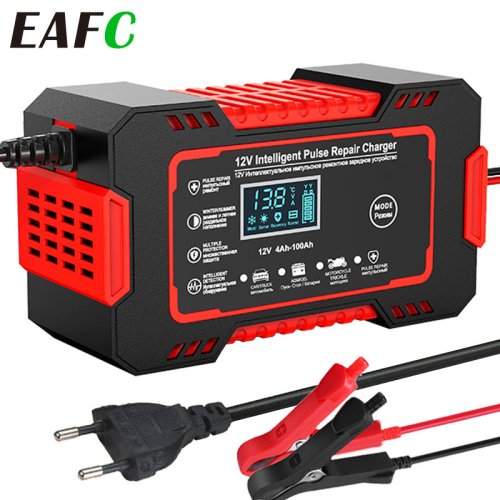 Intelligente 12V 6A Auto Accu Oplader met LCD Display – Smart Fast Charge voor AGM, Gel, Deep Cycle en Loodzuur Batterijen