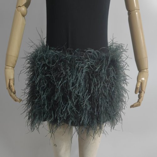 Afbeelding van Echte struisvogelveren Veelkleurige minirok Elastische taille Sexy kleding Club Party Dance Rave Korte rok Opmerking 3 kleuren selecteren