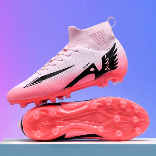 Immagine di Scarpe da calcio da uomo nuove Scarpe sportive antiscivolo alla caviglia alta da esterno Scarpe da calcio da interno ultraleggere Futsal antiscivolo di alta qualità