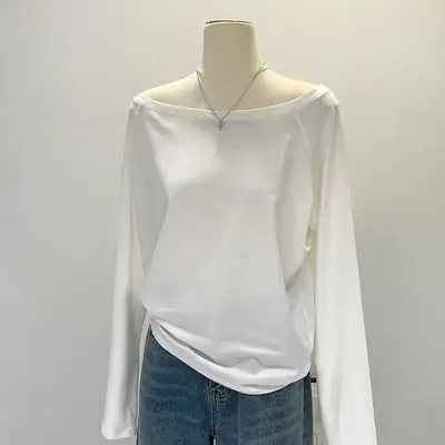 Image de Chemise à Épaule Découpée en Coton - Style Automne-Hiver