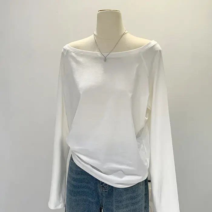 Image de Chemise à Épaule Découpée en Coton - Style Automne-Hiver