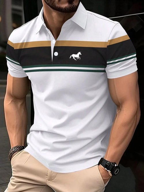 Afbeelding van Stijlvolle Heren Poloshirt met Korte Mouwen – Comfortabele Business Casual Overhemden voor Dagelijks Gebruik, School, Outdoor en Thuis