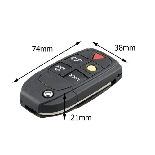 Afbeelding van 5 Knoppen Flip Afstandsbediening Sleutelhanger Vervanging Geschikt Voor Volvo S60 2000-2009 / S80 1999-2006 /V70 2000-2007 Xc90 2002-2013 Autosleutel