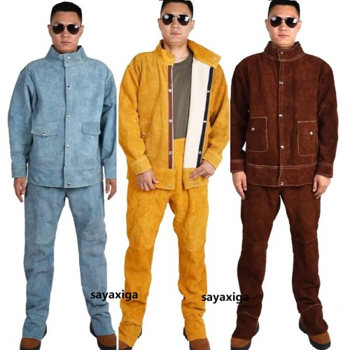 Imagen de Traje de Soldadura de Cuero de Vaca Auténtico: Ropa de Protección Especial Resistente al Calor, al Fuego y a los Arco Eléctricos para Soldadores Profesionales